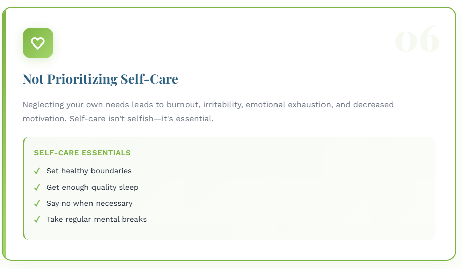 Not Prioritizing Self-Care